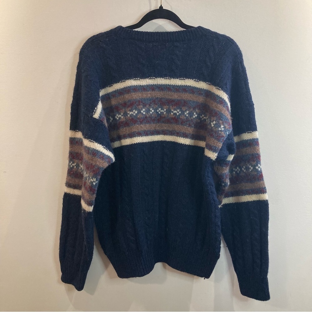TT & CO SPORT Sz S Oversized 100% Wool Nordic Cable Fisherman Vibe Sweater - Picture 7 of 9